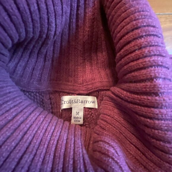 Croft & Barrow Purple Knit Sweater Turtle Neck size Medium - Picture 7 of 9